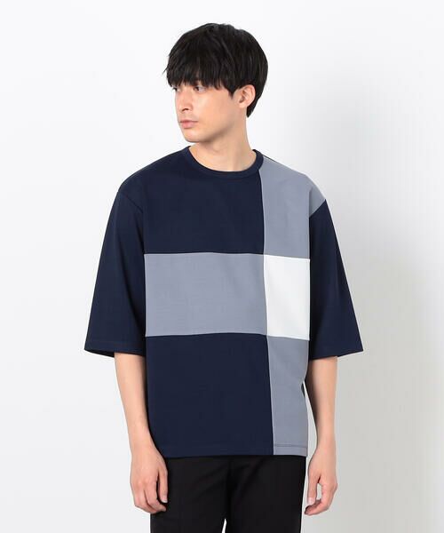 COMME CA ISM / コムサイズム Tシャツ | 七分袖 カラーブロック パッチワークTシャツ | 詳細21