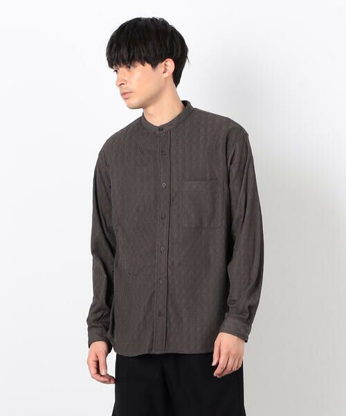 COMME CA ISM / コムサイズム シャツ・ブラウス | ダイヤ柄ジャガード バンドカラーシャツ | 詳細6