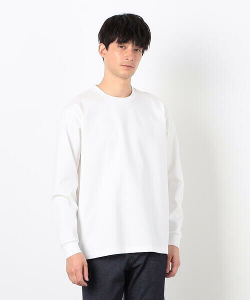 COMME CA ISM/コムサイズム シルキーポンチ 長袖Tシャツ ホワイト L COMME CA ISM/コムサイズム シルキーポンチ 長袖Tシャツ ホワイト L
