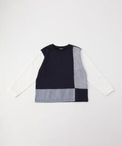 COMME CA ISM / コムサイズム Tシャツ | ストライプコンビデザイン 長袖Ｔシャツ