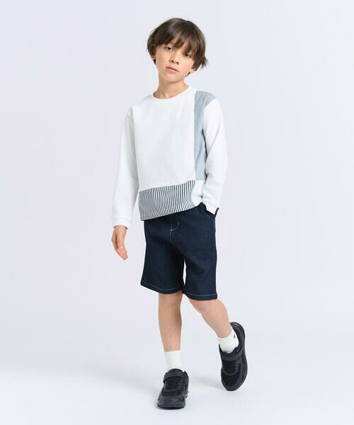 COMME CA ISM / コムサイズム Tシャツ | ストライプコンビデザイン 長袖Tシャツ | 詳細1