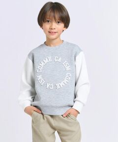 COMME CA ISM / コムサイズム スウェット | プリント×エンボス ロゴ長袖トレーナー