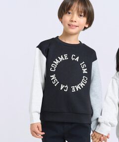 COMME CA ISM / コムサイズム スウェット | プリント×エンボス ロゴ長袖トレーナー