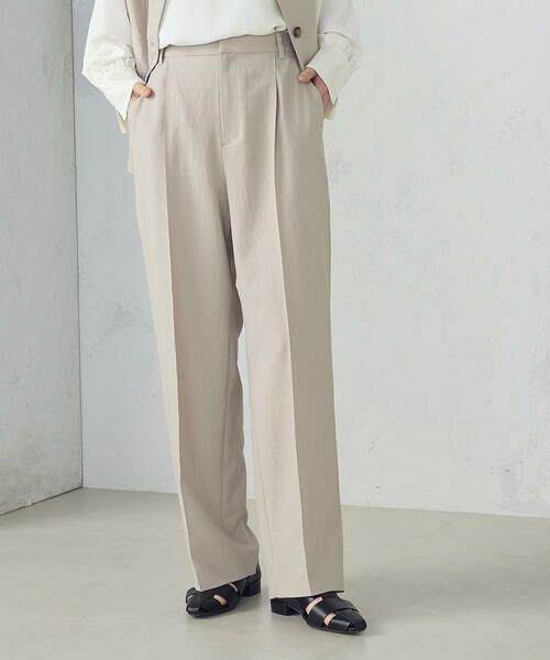 FOBファクトリー◆グレーコットン ストレートパンツ (Ｍ)カジュアル　ゴルフ CLEL】Soft W Similar Gabardine Straight pants/ソフトウールシ