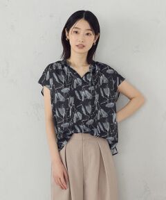 COMME CA ISM / コムサイズム シャツ・ブラウス | ポリエステルデシンフラワープリント　キャップスリーブブラウス