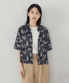 COMME CA ISM / コムサイズム シャツ・ブラウス | ポリエステルデシン フラワープリント　クロップドシャツ