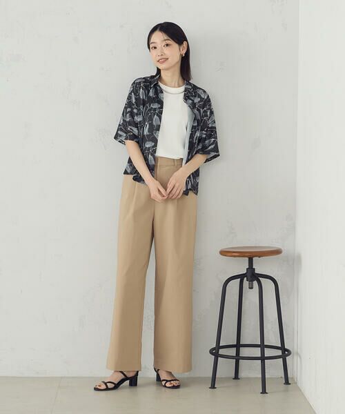 COMME CA ISM / コムサイズム シャツ・ブラウス | ポリエステルデシン フラワープリント クロップドシャツ | 詳細12