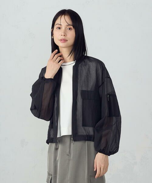 COMME CA ISM / コムサイズム ブルゾン | ナイロンシアーリップストップ MA-1 ブルゾン(ブラック)