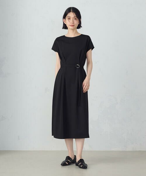 COMME CA ISM / コムサイズム ドレス | 【接触冷感・防汚機能】ベルト付　フレンチスリーブ　タック　ワンピース　 | 詳細2