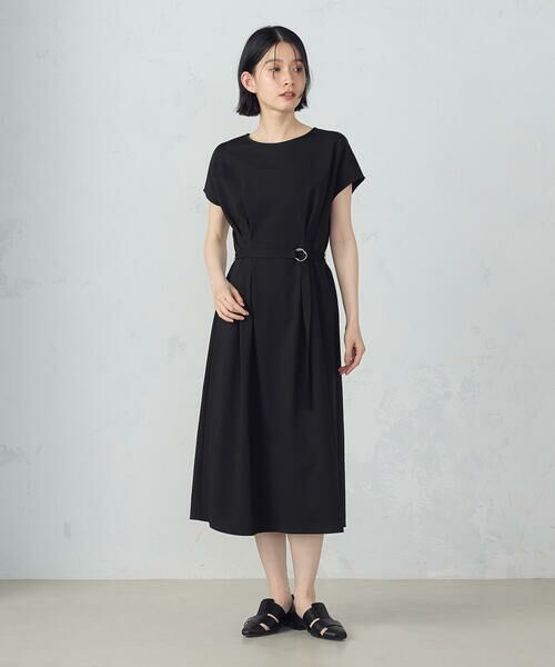 COMME CA ISM / コムサイズム ドレス | 【接触冷感・防汚機能】ベルト付　フレンチスリーブ　タック　ワンピース　 | 詳細3