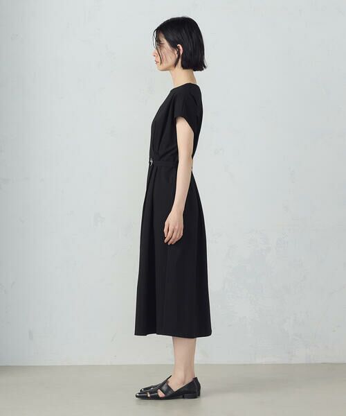 COMME CA ISM / コムサイズム ドレス | 【接触冷感・防汚機能】ベルト付　フレンチスリーブ　タック　ワンピース　 | 詳細5