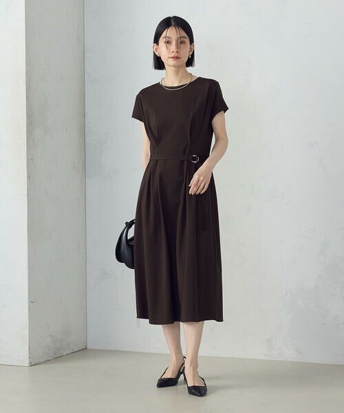 COMME CA ISM / コムサイズム ドレス | 【接触冷感・防汚機能】ベルト付　フレンチスリーブ　タック　ワンピース　 | 詳細14