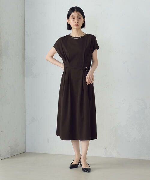 COMME CA ISM / コムサイズム ドレス | 【接触冷感・防汚機能】ベルト付　フレンチスリーブ　タック　ワンピース　 | 詳細15