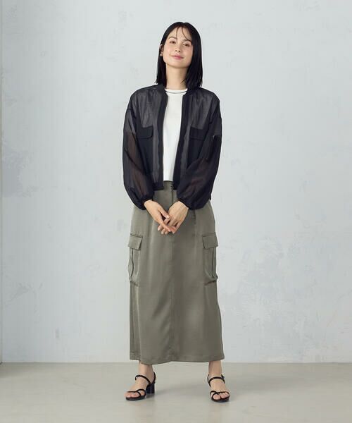 COMME CA ISM / コムサイズム ロング・マキシ丈スカート | ポリエステルマットサテン カーゴスカート | 詳細7