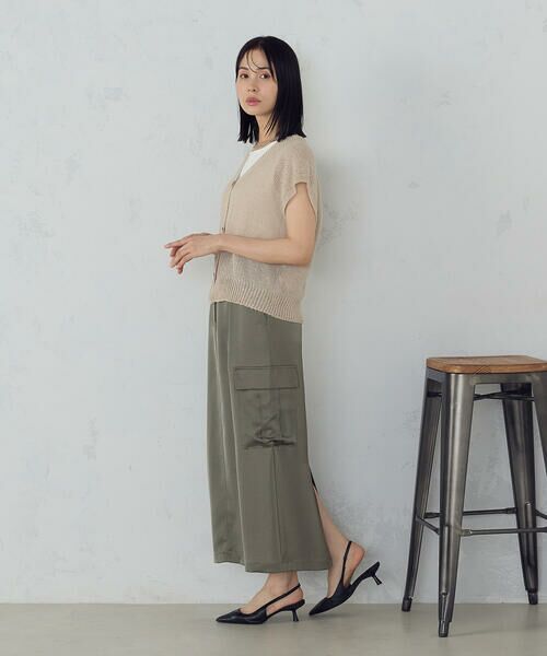 COMME CA ISM / コムサイズム ロング・マキシ丈スカート | ポリエステルマットサテン カーゴスカート | 詳細9