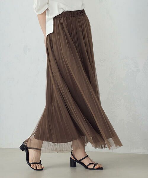 COMME CA ISM / コムサイズム ロング・マキシ丈スカート | 【リバーシブル】ポリエステルチュール　プリーツスカート | 詳細5
