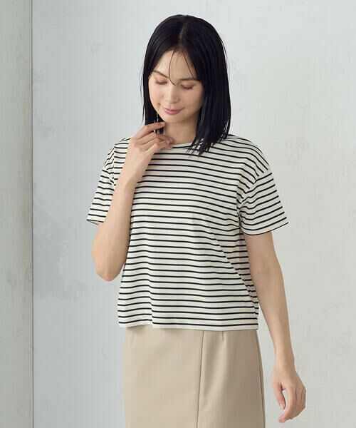 COMME CA ISM / コムサイズム カットソー | ボックスシルエット クロップ丈ボーダーＴシャツ | 詳細8