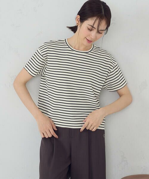 COMME CA ISM / コムサイズム カットソー | ボックスシルエット クロップ丈ボーダーＴシャツ | 詳細4