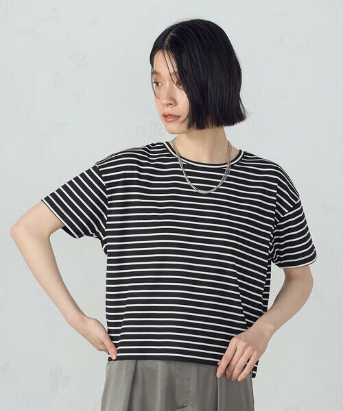 COMME CA ISM / コムサイズム カットソー | ボックスシルエット クロップ丈ボーダーＴシャツ | 詳細12