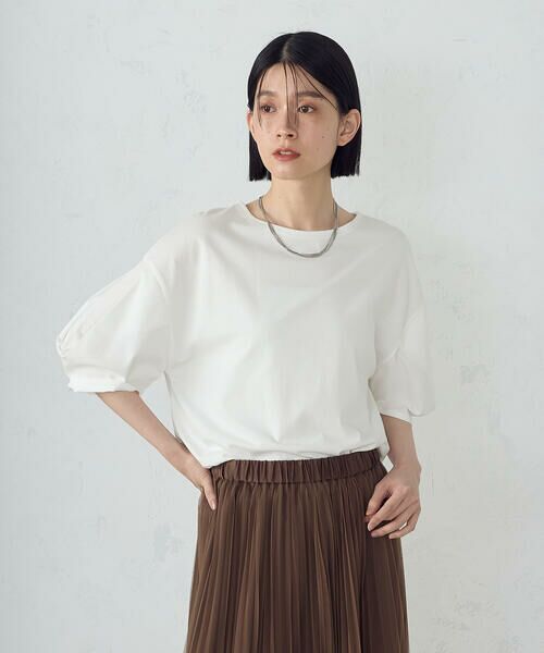 COMME CA ISM / コムサイズム カットソー | タックスリーブ カットソー(ホワイト)