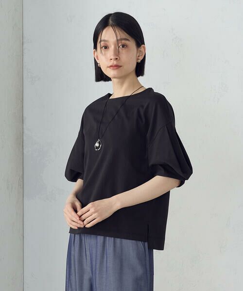 COMME CA ISM / コムサイズム カットソー | タックスリーブ カットソー(ブラック)