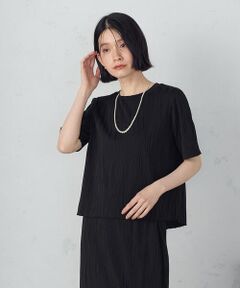 COMME CA ISM / コムサイズム カットソー | クルーネック　ストレッチプリーツカットソー / セットアップ対応