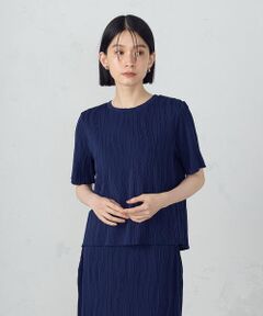 COMME CA ISM / コムサイズム カットソー | クルーネック　ストレッチプリーツカットソー / セットアップ対応