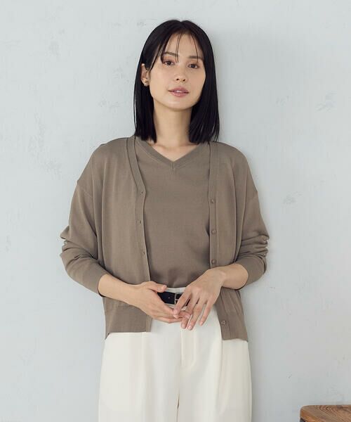 COMME CA ISM/コムサイズム 【ウォッシャブル・UVカット】ベーシック カーディガン モカブラウン M COMME CA ISM/コムサイズム 【ウォッシャブル・UVカット】ベーシック カーディガン モカブラウン M