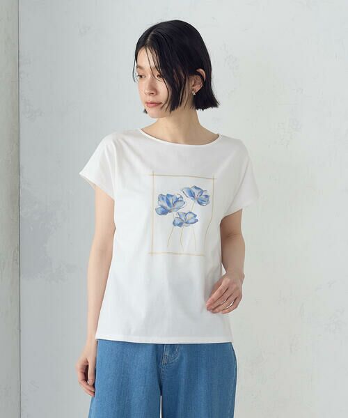 COMME CA ISM / コムサイズム Tシャツ | 水彩タッチ　花プリントＴシャツ | 詳細2