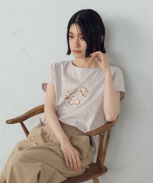 COMME CA ISM / コムサイズム Tシャツ | 水彩タッチ　花プリントＴシャツ | 詳細7