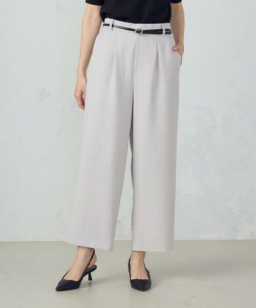 COMME CA ISM / コムサイズム その他パンツ | 【美しいベーシックパンツ】麻調ワイドパンツ(ライトグレー)