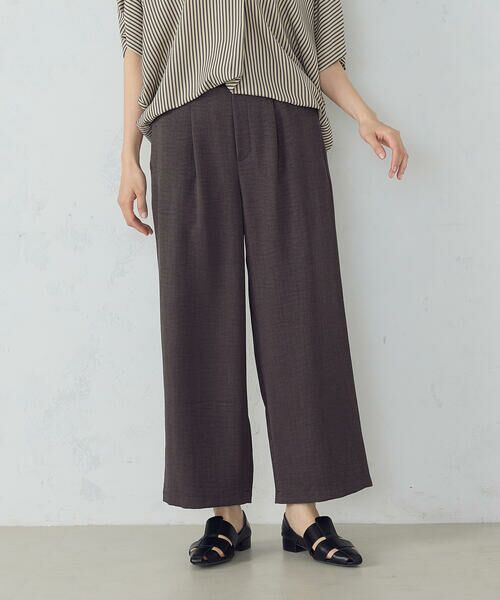 COMME CA ISM/コムサイズム 【美しいベーシックパンツ】麻調ワイドパンツ カーキ S COMME CA ISM/コムサイズム 【美しいベーシックパンツ】麻調ワイドパンツ カーキ S