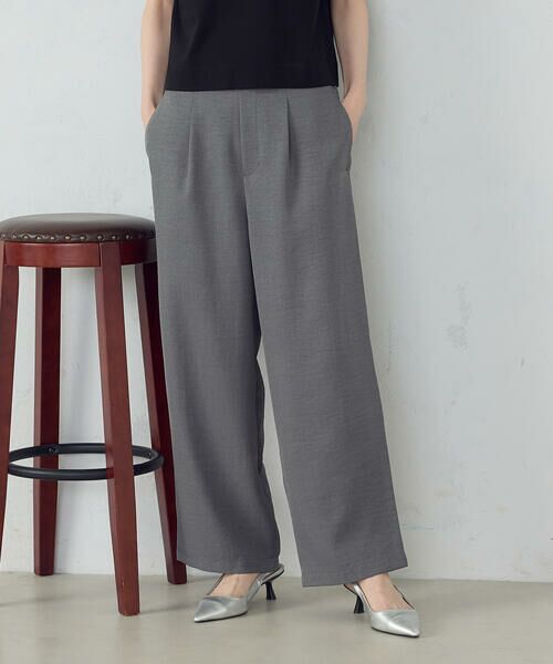 COMME CA ISM / コムサイズム その他パンツ | 【美しいベーシックパンツ】麻調ワイドパンツ(オリーブ)