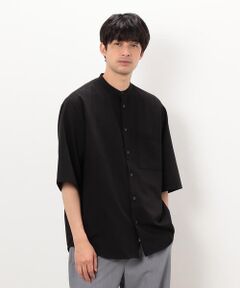 COMME CA ISM / コムサイズム シャツ・ブラウス | 【セットアップ対応】ウールライク 五分袖 バンドカラーシャツ