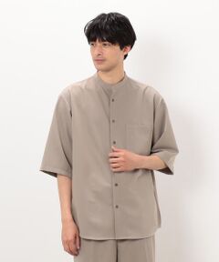 COMME CA ISM / コムサイズム シャツ・ブラウス | 【セットアップ対応】ウールライク 五分袖 バンドカラーシャツ