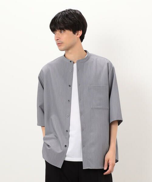 COMME CA ISM / コムサイズム シャツ・ブラウス | 【セットアップ対応】ウールライク 五分袖 バンドカラーシャツ | 詳細5