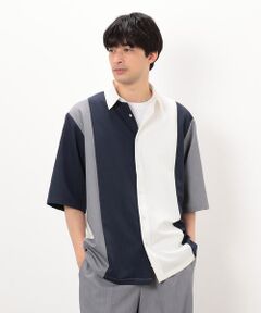 COMME CA ISM / コムサイズム シャツ・ブラウス | ウールライク 五分袖 ショートポイント コンビシャツ