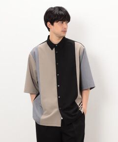 COMME CA ISM / コムサイズム シャツ・ブラウス | ウールライク 五分袖 ショートポイント コンビシャツ