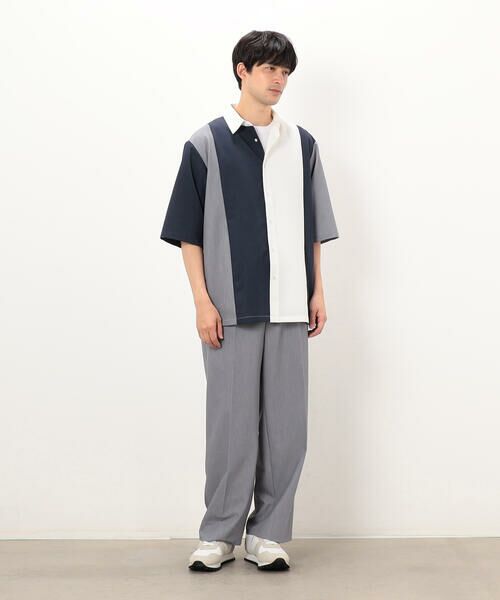 COMME CA ISM / コムサイズム シャツ・ブラウス | ウールライク 五分袖 ショートポイント コンビシャツ | 詳細1