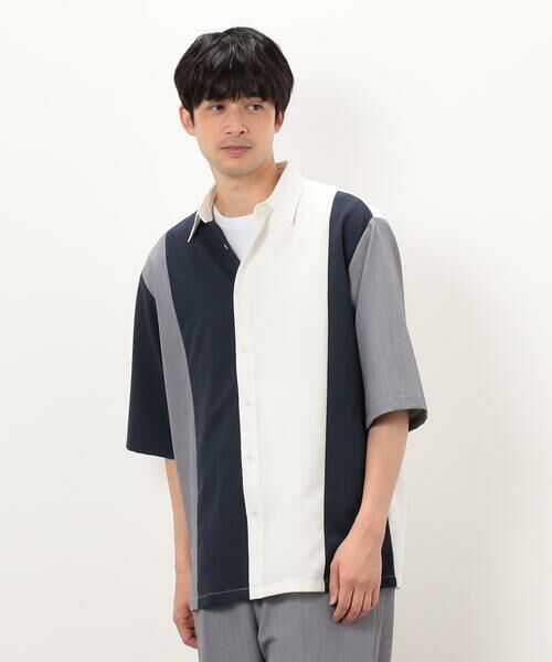 COMME CA ISM / コムサイズム シャツ・ブラウス | ウールライク 五分袖 ショートポイント コンビシャツ | 詳細2