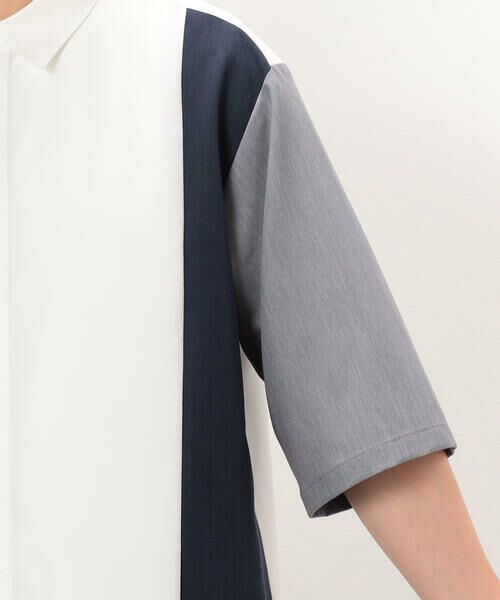 COMME CA ISM / コムサイズム シャツ・ブラウス | ウールライク 五分袖 ショートポイント コンビシャツ | 詳細7