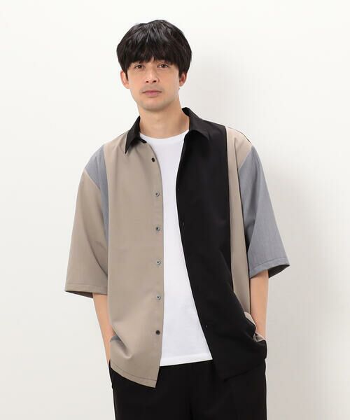 COMME CA ISM / コムサイズム シャツ・ブラウス | ウールライク 五分袖 ショートポイント コンビシャツ | 詳細11