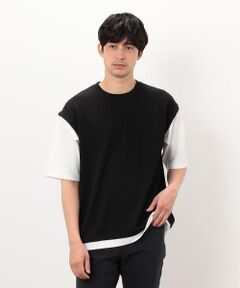 COMME CA ISM / コムサイズム Tシャツ | ケーブル柄 ベスト フェイクレイヤードＴシャツ