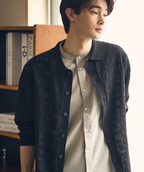 COMME CA ISM / コムサイズム カーディガン・ボレロ | メッシュ編み ポロカーディガン | 詳細1