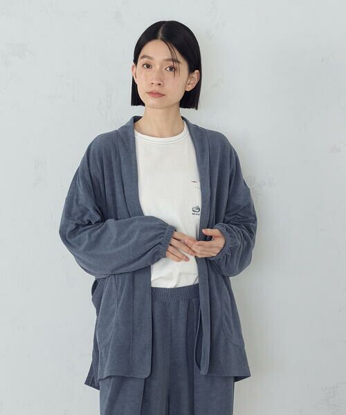 COMME CA ISM / コムサイズム カーディガン・ボレロ | パイルジャージ作務衣 / セットアップ対応(ネイビー)