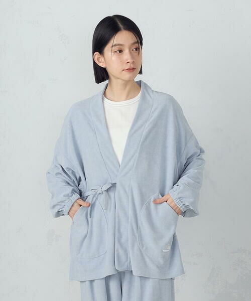 COMME CA ISM / コムサイズム カーディガン・ボレロ | パイルジャージ作務衣 / セットアップ対応(ブルー)