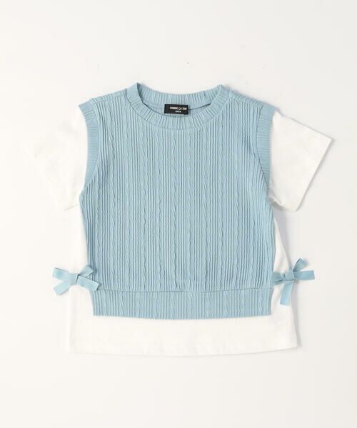 COMME CA ISM/コムサイズム レイヤード半袖Tシャツ サックス×ホワイト 110cm COMME CA ISM/コムサイズム レイヤード半袖Tシャツ サックス×ホワイト 110cm