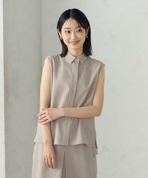 COMME CA ISM / コムサイズム シャツ・ブラウス | 【セットアップ対応】ノースリーブシャツ(ベージュ)