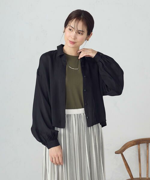 COMME CA ISM / コムサイズム シャツ・ブラウス | コンパクト シア—シャツ(ブラック)