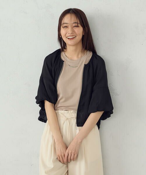 COMME CA ISM/コムサイズム バルーンスリーブ シア-ブルゾン ブラック L COMME CA ISM/コムサイズム バルーンスリーブ シア-ブルゾン ブラック L